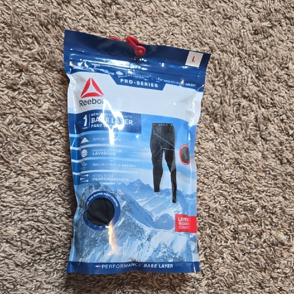 Reebok Other - Reebok Performance Base Layer Large Pants with Fly Pro Series Sport Soft Stretch